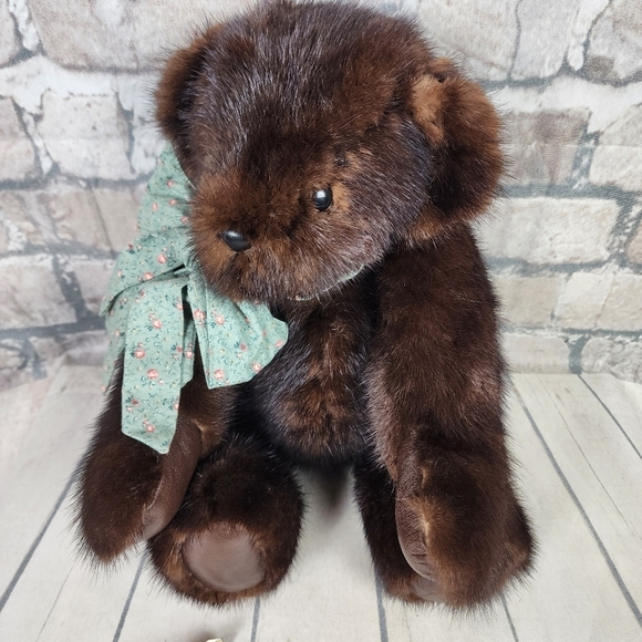 Vintage Handcrafted Genuine  Mink Fur Teddy Bear Jointed 19" Tall - Picture 16 of 16